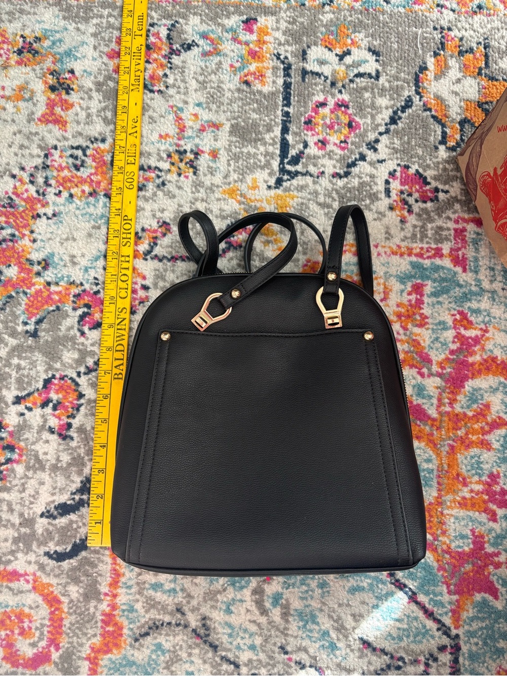 Women’s Black Leatherette Backpack Purse - Unbranded